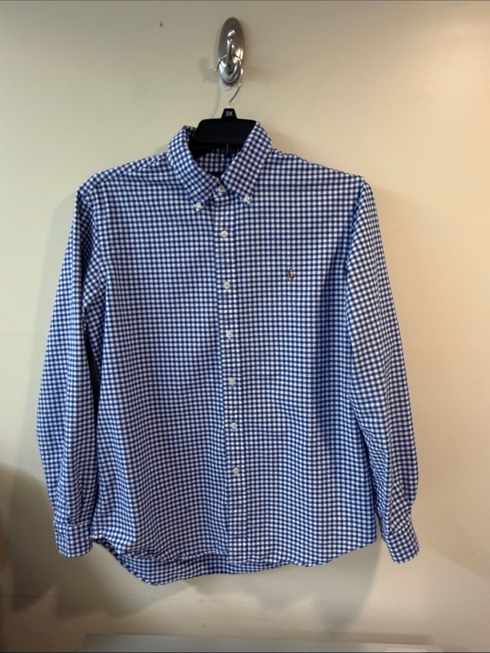 Ralph Lauren Blue and White Gingham Button-Down Shirt